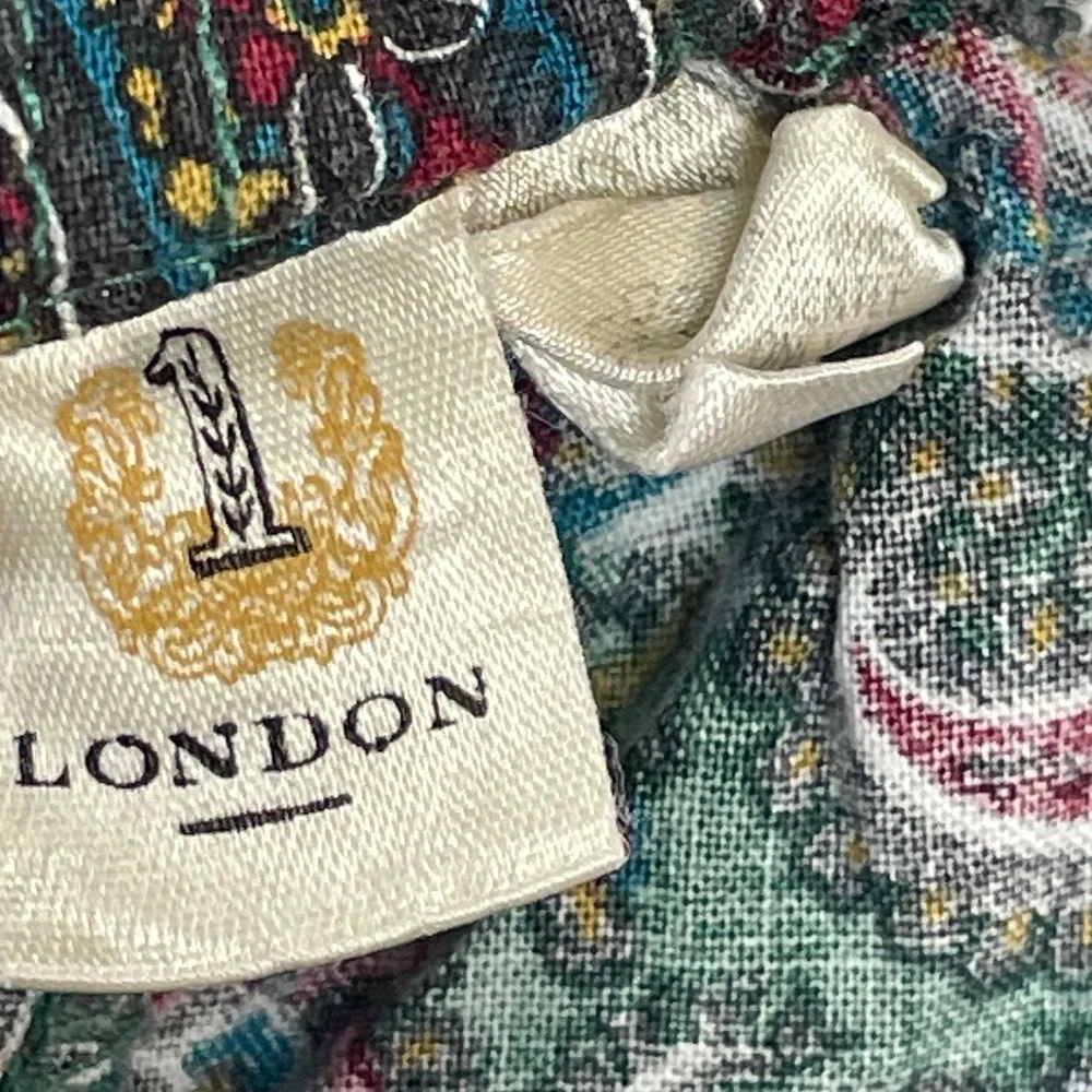 1 London Pajama Shorts Cotton Mens Medium Green Paisley Vintage Excellent